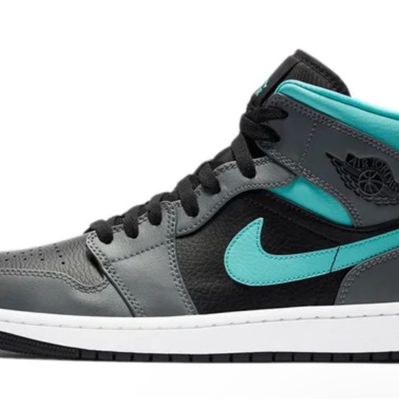 Air Jordan 1 Mid Gray Aqua Mens Sneaker Shoes 554724-063 Size 8.5 - Picture 4 of 5